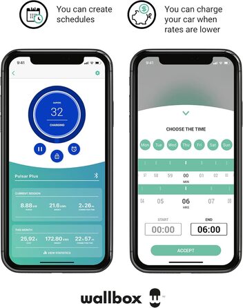 Зарядний пристрій для електромобіля, лічильник електроенергії та док-станція) 7,4 кВт, 5 м, T2 чорний