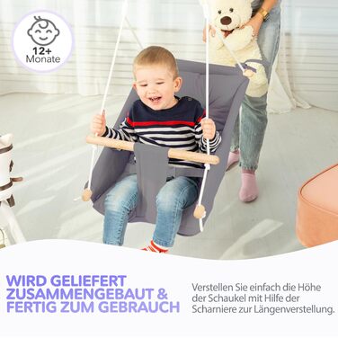 Дитяча гойдалка-гамак Canvas Baby Hammock Swing від Cateam - підвісна дерев'яна гойдалка для дитини з ременями безпеки та деталями