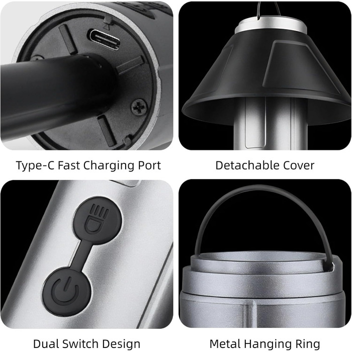 Ліхтар для кемпінгу, 3000 мАг, телескопічні кемпінгові ліхтарі з можливістю акумулятора, портативний складний кемпінговий ліхтар з гачком та ліхтариком для кемпінгу, походів, відключення електроенергії, надзвичайних ситуацій
