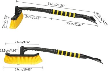 Щітка для снігу та знімний скребок для льоду Скребок для снігу автомобіля Лобове скло з поролоновою ручкою Інструмент для прибирання снігу автомобіля Автомобільна лопата Набір снігу чорний жовтий
