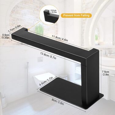 Тримач для туалетного рушника без свердління, тримач для туалетного рушника без свердління з нержавіючої сталі, самоклеючий для ва