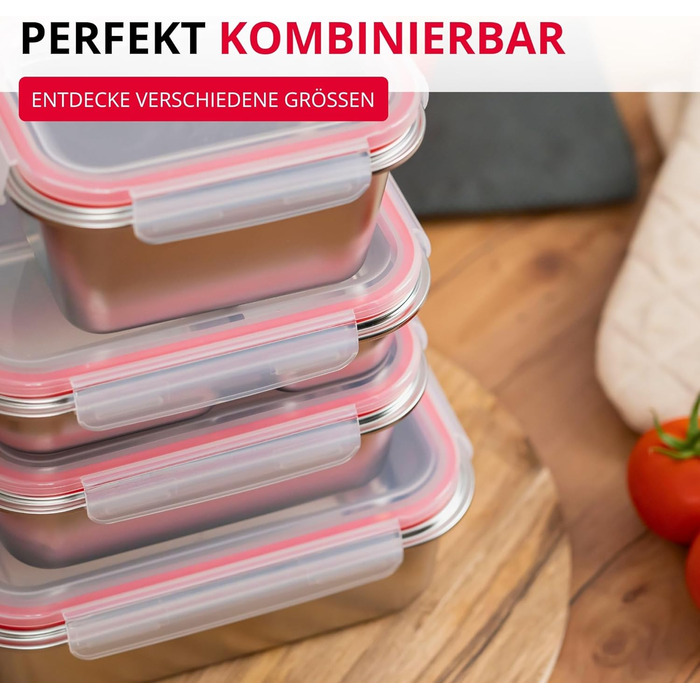 Ланчбокс Westmark Edelstahl Непротікаючий контейнер для сніданку Підходить для мікрохвильової печі та духовки, не містить BPA Бенто-бокс для школи, роботи та дитячого садка Сріблястий, розділений 450 280 мл, 450 280 мл