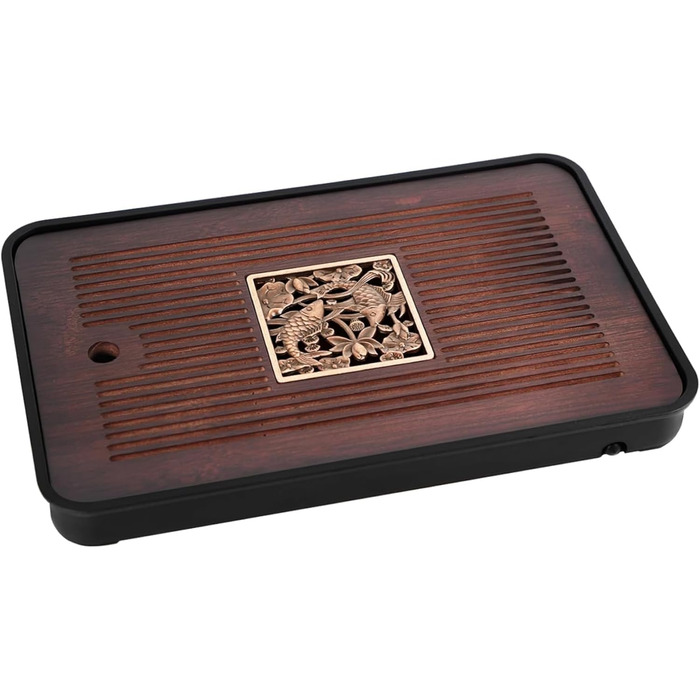 Набір для чайної церемонії Кунг-Фу, бамбуковий піднос з дренажем для води, 14 x 9,5 см. Знімний китайський піднос для чайного набору Гунфу, ідеальний подарунок для друзів та рідних.