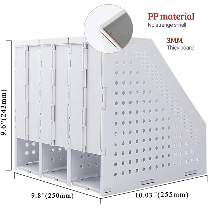 Розбірний тримач для журналів, настільна папка, органайзер, папка для документів, паперова книга, роздільник документів, регульований, для столу, книжкової полиці, шафи, стелажів (Світло-сірий, 3 відділення Світло-сірий 3 відділення