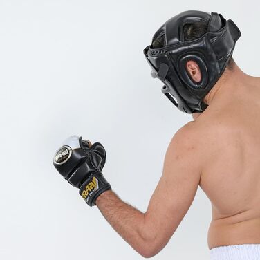 Боксерський шолом 2-в-1 регульований шолом для бойових мистецтв зі знімною маскою для обличчя, повний захист обличчя для MMA, муай-тай, кікбоксингу, спарингу Чоловіки та жінки, розмір S, чорний