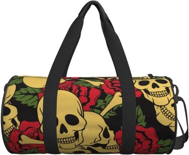Дорожня сумка-циліндр з малюнком троянд та черепів, спортивна сумка для чоловіків та жінок, сумка-мішок, спортивна сумка