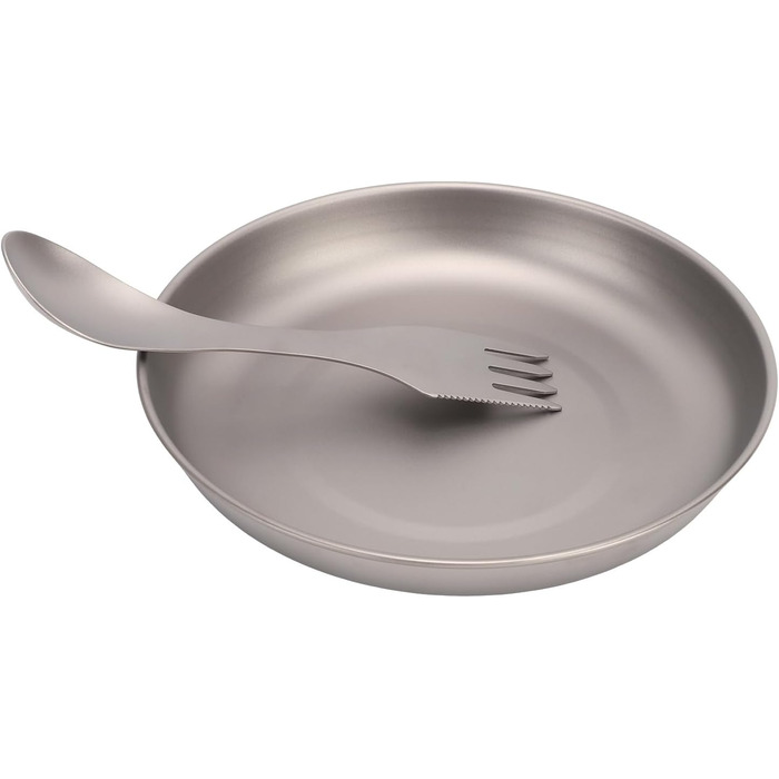 Набір посуду для кемпінгу Taidda 3-в-1, виделка-ложка-різак із зубчастим лезом та легкою пластиною з титанового сплаву, що штабелюється для походів, походів з рюкзаком, пікніків та