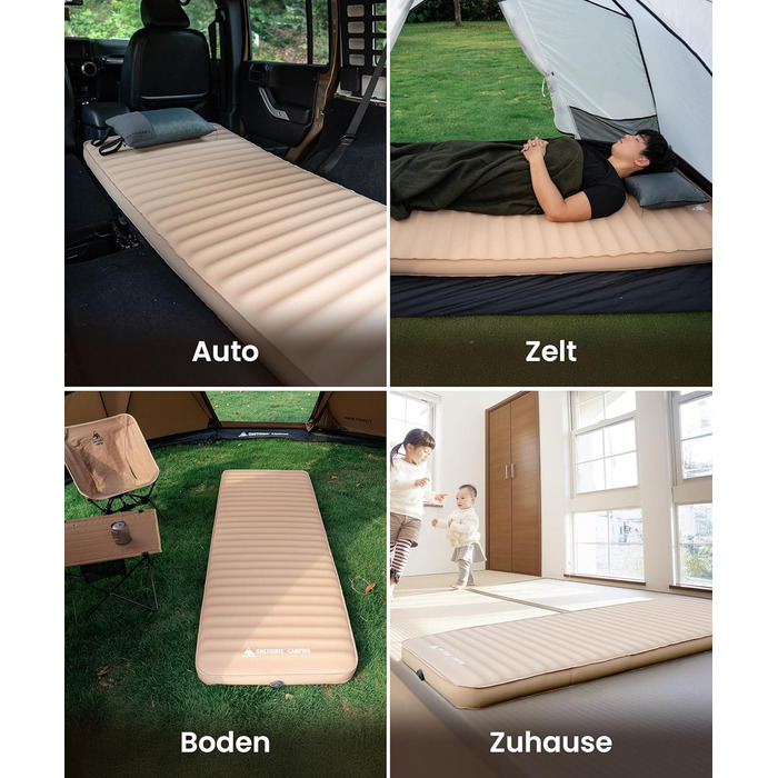 Самонадувальний надувний матрац OneTigris Dreamstar з високим коефіцієнтом опору, надувне ліжко для 1 особи, надувний матрац для гостей з мішком-насосом, для кемпінгу, подорожей та автомобіля (70 198 см) кольору койота