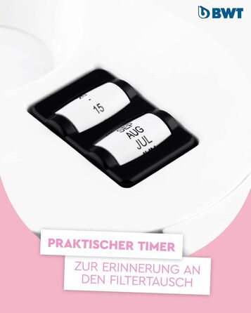 Фільтр для столової води BWT Vida вкл. 1 картридж з магнієвою мінералізованою водою I Ручний лічильник I 2,6 літра I Білий, Білий.
