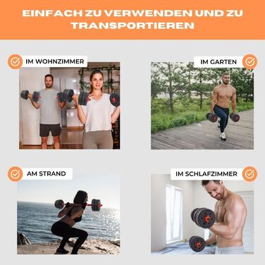 Набір регульованих гантелей 2 в 1 ExtenFit 2–20 кг з дисками та подовжувальною штангою, для домашніх та мобільних тренувань