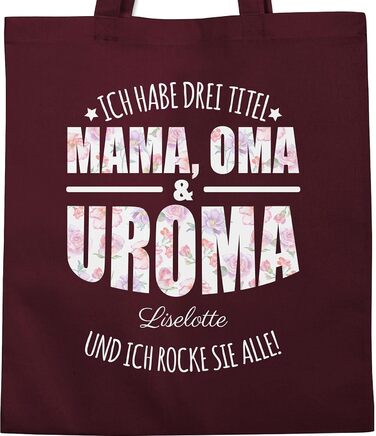 Подарунок з іменем, персоналізований Shirtracer - Бавовняна сумка - Бабуся - У мене три титули Мама, бабуся і прабабуся - Подарунки для прабабусі День матері Подарунок для прабабусі 1 Бордо червоний