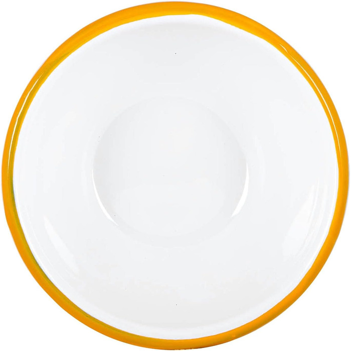 Аргонові посудні миски з білою емаллю - 16 см - жовті - упаковка з 12 шт.