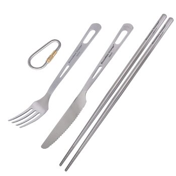 Набір столових приборів для кемпінгу з титану, для зовнішнього використання, для поля, для приготування їжі, виделка, ніж, палички для їжі, для приміщень, надлегкий портативний, для подорожей, пікніка, походів, рюкзак, щоденний посуд, 3 шт./партія Ti1049T