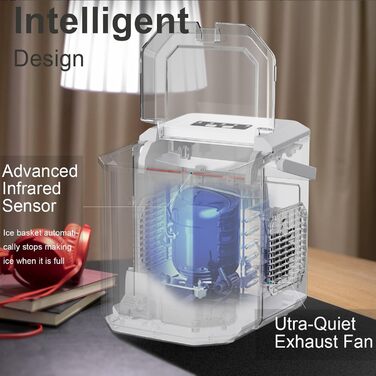 Машина для виробництва кубиків льоду Міні портативна, компактна стільниця для виробництва кубиків льоду, 6-хвилинний швидкісний льодогенератор, самоочисний льодогенератор для дому, білий