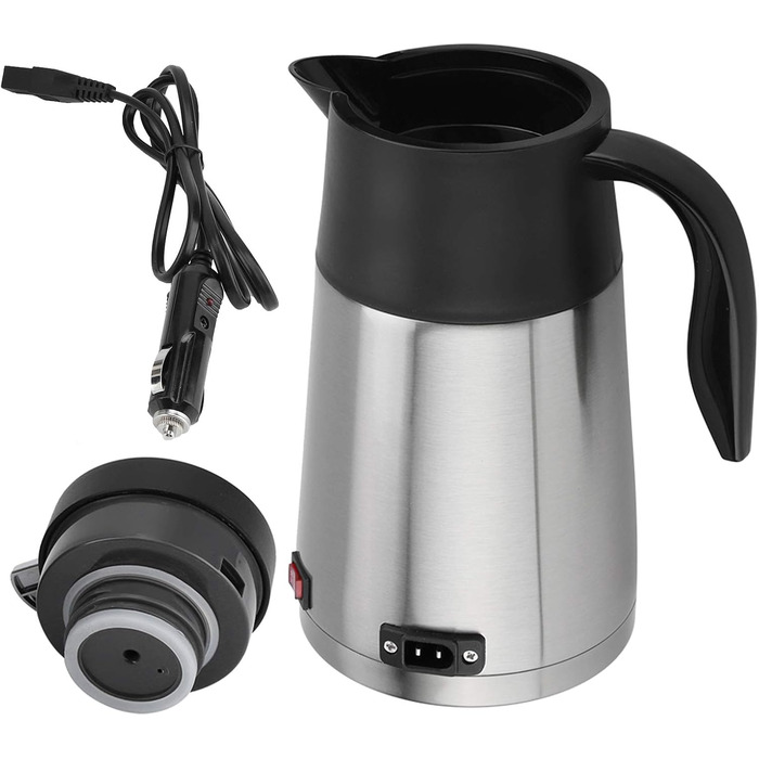 Автомобільний чайник, 1300 мл, нержавіюча сталь, Для кип'ятіння води, кави, сухого молока, яєць - Безпечна конструкція для подорож