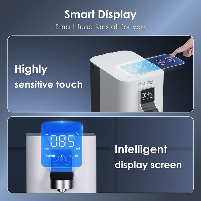 Диспенсер гарячої води з миттєвим нагріванням, настільна мобільна система зворотного осмосу без підключення до води, TDS Reduce, питна вода без вапняку, 4 рівні температури, 19-H