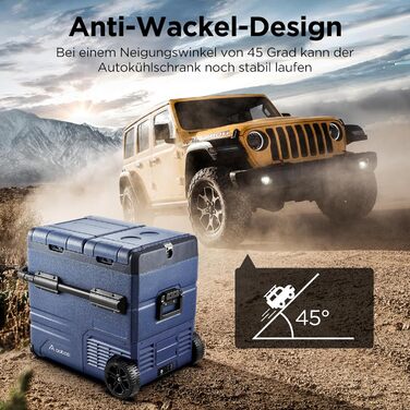 Компресорна холодильна камера, автомобільна холодильна камера з USB-з'єднанням, 55 л з двома зонами і подвійними дверима, електрич