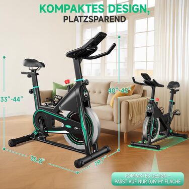 Оновлено 2026 Велотренажер, тихий домашній велоергометр DMASUN з опором 0-100, дисплеєм та тримачем для планшета, кардіотренувальний велотренажер для приміщень із зручним сидінням, до 160 кг Оновлено - зелений