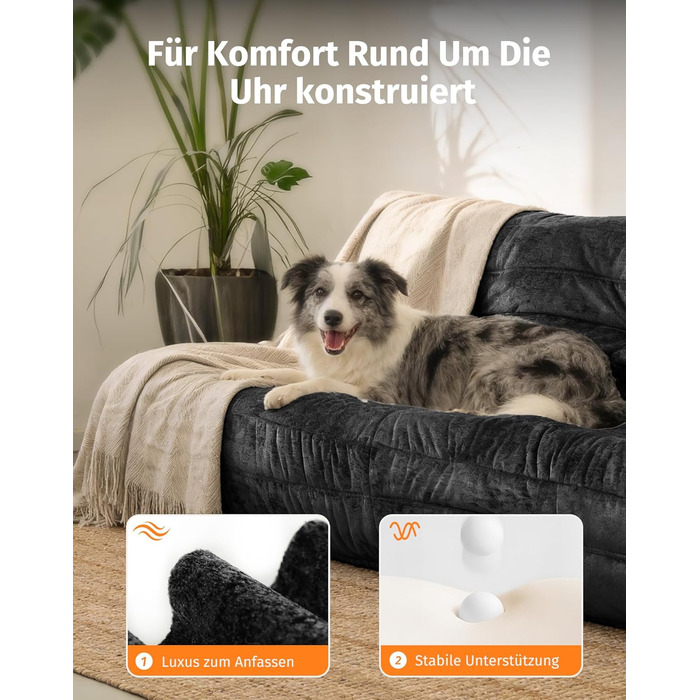 Диван з пінопласту без кісток зручний підлоговий диван з ергономічним дизайном, не потребує складання, диван-мішок для вітальні, спальні, квартири, ігрової кімнати та офісу, чорний двомісний