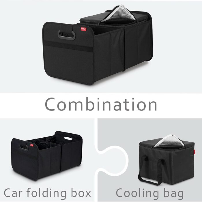 Складана коробка Achilles для автомобіля з охолоджувальною вставкою, складна коробка-холодильник, органайзер для багажника, сумка для багажника з функцією охолодження, складна коробка-холодильник, кошик для покупок, складаний кошик чорного кольору