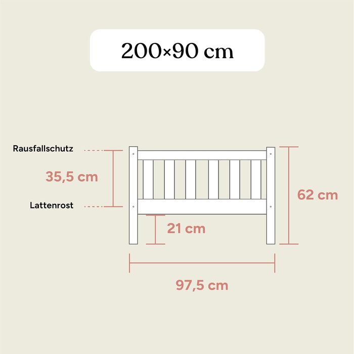 Дитяче ліжко Ehrenkind Lille Дитяче ліжко 90x200 см зі знімними дерев&39яними захисними поручнями, сертифіковане FSC Дитяче ліжко 90x200 світло-сірий колір 90 x 200 см (основа) світло-сірий колір