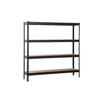 Стелаж SCHULTE Shelf World для важких умов експлуатації з 4 полицями з МДФ, 200x200x60 см (ВxШxГ), вантажопідйомність 200 кг на полицю, чорний