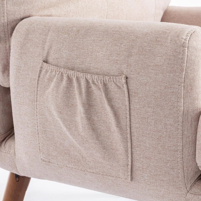 Крісло-реклайнер Merax з 10 положеннями нахилу, зручне крісло з підставкою для ніг, крісло для телевізора з боковими кишенями, бежевий колір