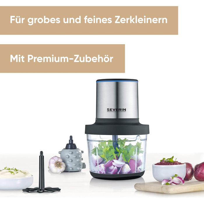 Акумуляторний універсальний подрібнювач, мультишредер для грубого та дрібного подрібнення, подрібнювач з широким набором аксесуарів, нержавіюча сталь чорного матового/матова, KM 3866