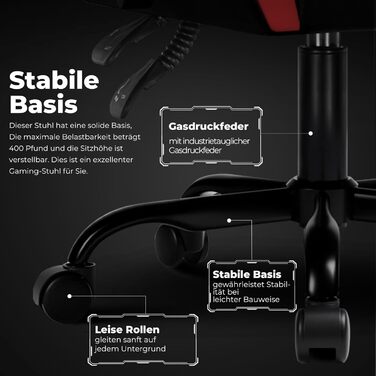 Ігрове крісло GTPLAYER, ергономічне офісне крісло з регульованим підголівником та поперековою опорою, ігрове крісло, червоне