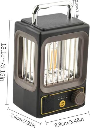 Сонячний ліхтар, портативний кемпінговий ліхтар, 9,5 x 8,9 x 16,5 см, акумуляторний, бездротовий, світлодіодний з міцною конструкцією, садовий настільний світильник, вуличний ліхтар з яскравим дизайном для подвір&39я та саду, сірий