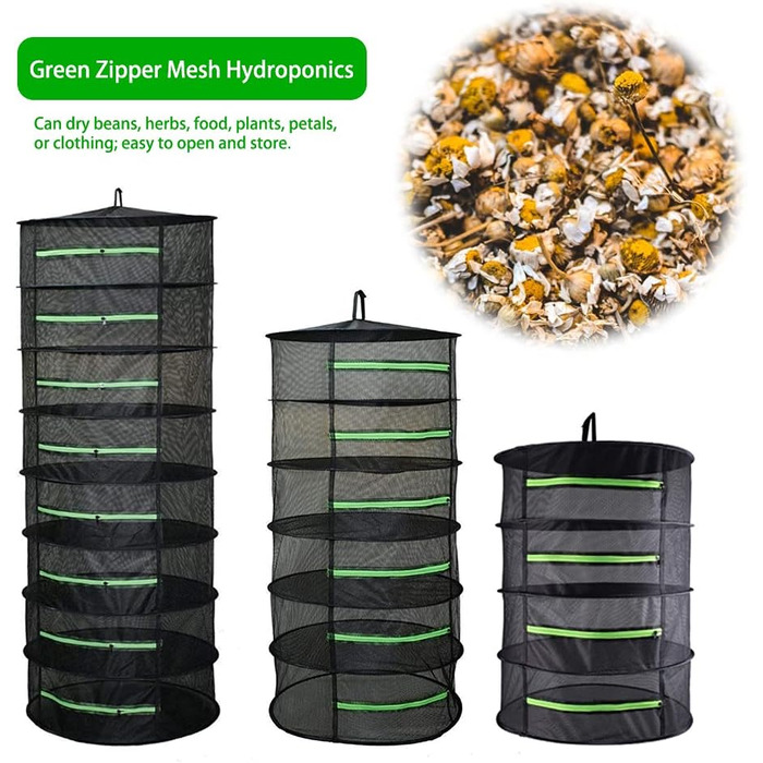 Сушильна сітка для трав, 4-х шарова сушарка для рослин Сушильна стійка на блискавці, складна підвісна Підходить для сушіння сухоцв