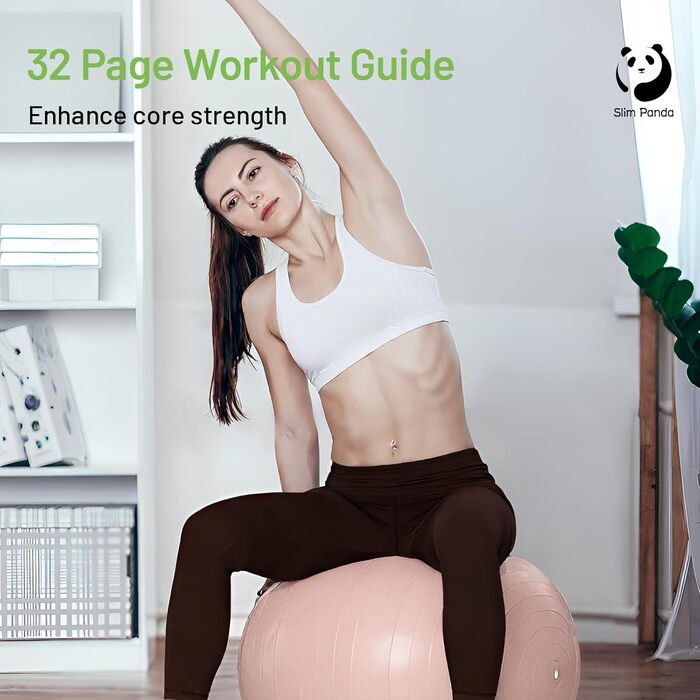 Вибухобезпечний гімнастичний м&39яч Slim Panda, потовщений м&39яч Pezzi 55-85 см з насосом, тренувальний м&39яч для вагітних, фітнес, тренування балансу світло-рожевого кольору 65 см