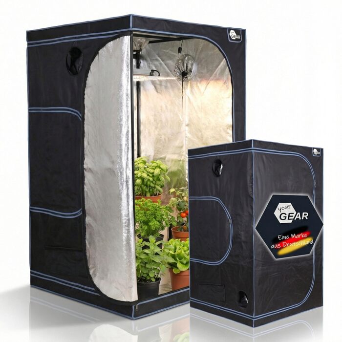 Гроубокс для вирощування рослин у приміщенні Непроникне для світла теплиця з контролем клімату Внутрішнє покриття з відбиваючого Mylar Міцний гроутент 120x120x200 см / Чорний, 120x120x200