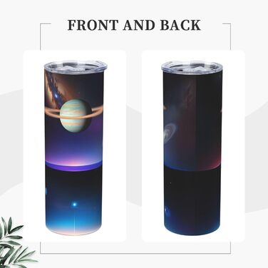 Кухоль з прямою трубочкою, дизайн Космічний Сатурн, принт, дорожній кухоль, підходить для кемпінгу, офісу та дому, 590 мл