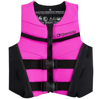 Рятувальний жилет Owntop для підлітків та дітей Легкий неопреновий рятувальний жилет Регульований рятувальний жилет з подвійними пряжками безпеки для плавання, каякінгу, веслування та риболовлі, рожевий M (30-40 кг)