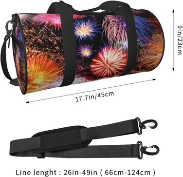Спортивна сумка, дорожня сумка, стильний принт Феєрверк, сумка для подорожей на ніч, чорна, універсальний розмір