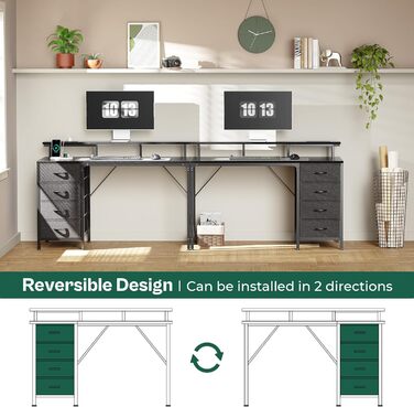 Комп&39ютерний стіл Huuger 119 см з розетками та світлодіодним підсвічуванням, ігровий стіл з 4 шухлядами, офісний стіл з підставкою для монітора, студійний стіл для дому та офісу, 119 см, чорний