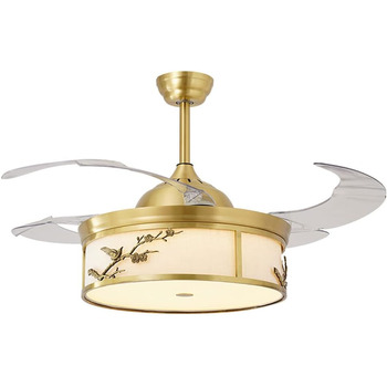 Латунний 48-дюймовий 96-ваттний світлодіодний стельовий вентилятор з частотним перетворенням, регульованою колірною температурою,