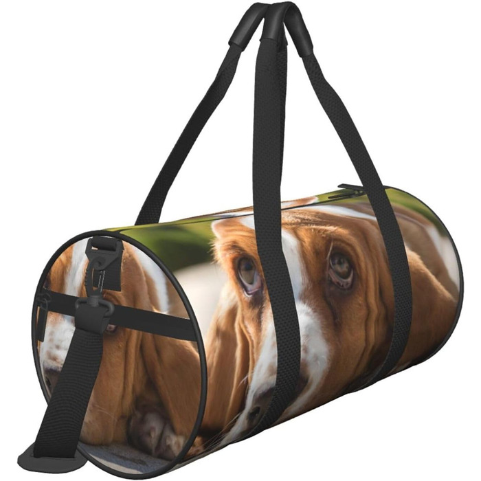 Спортивна сумка для подорожей, принт Бассет-гаунд, Чорна, Універсальний розмір, Дорожня сумка