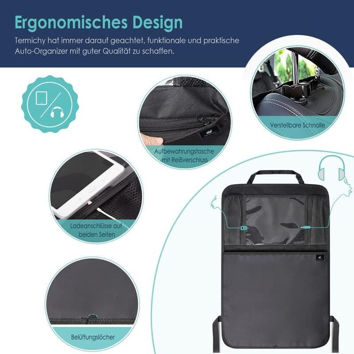 Захисний килимок для спинки сидіння автомобіля для дітей, автомобільний органайзер, органайзер для заднього сидіння автомобіля для