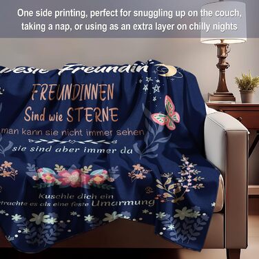 Подарунки для найкращої подруги, подарунки для дівчини, ковдра, подарунок на день народження найкращої подруги, найкраща подруга, пухнаста ковдра для найкращої подруги, 152 см x 127 см (темно-синій)