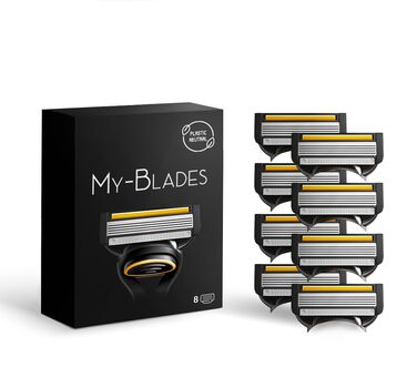 Леза для бритви My-Blades, сумісні з Gillette Fusion 5 пластикові руки, екологічно чисті 8 високоякісних змінних лез з 5 шт. лезом