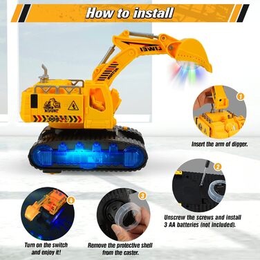 Іграшка-екскаватор Kizeefun, водіння 2-в-1 з дистанційним керуванням, електричний робот-екскаватор із музикою та світлом, автомати