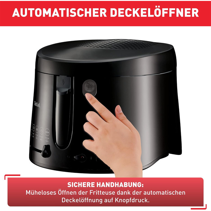 Фритюрниця Tefal FF1078 Maxi Fry Технологія Cool Wall вантажопідйомність до 1,2 кг складна ручка компактні розміри регульований термостат від 150C до 190C Чорний
