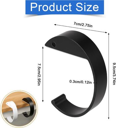 Тримач сумки для столу, 2 шт. и сумочка для столу, протиковзкий гачок для сумки гачок для сумочки настільний гачок міцний гачок для сумочки настільний гачок портативний для столу, офісу чорно-білий