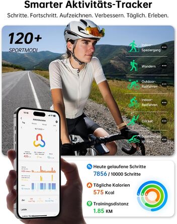 Жіночий смарт-годинник Gydom з функцією телефону, 1,85-дюймовий HD металевий фітнес-годинник, фітнес-трекер, серцевий ритм/SpO2/сон, водонепроникний спортивний годинник IP68, крокомір для Android та iOS, рожеве золото 1,85