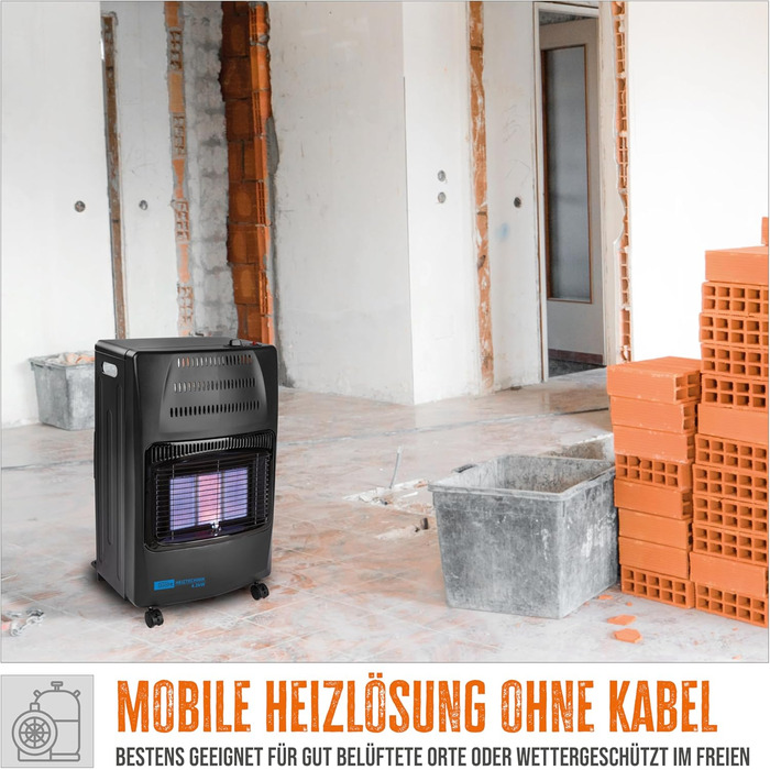 Газовий обігрівач Gde GGH 4200 K (4200 Вт, 3 рівні нагріву, п&39єзорозпалювання, портативний, робочий тиск 50 мбар, керамічні нагрівальні елементи, термозапобіжник, 4 фіксуючі ролики, вкл. газовий шланг та регулятор тиску)