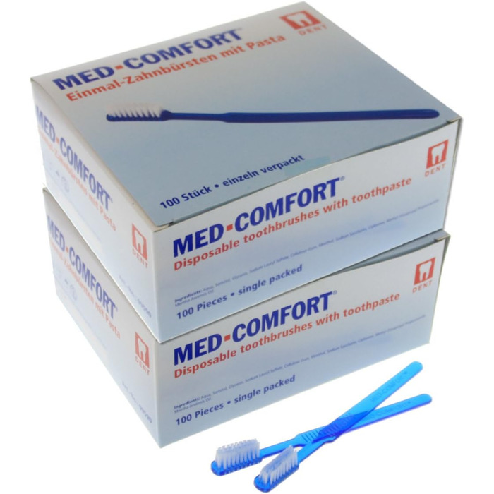 Одноразові зубні щітки Med-Comfort 2 x 100 шт. , Синій