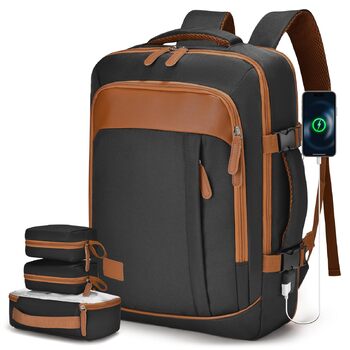 Рюкзак для подорожей Lufthansa KLM, розширюваний 5 см, 40x30x15 см, British Airways Air France, ручна поклажа, літак, з 3 кишенями, водонепроникний, для ноутбука, 15,6 дюймів, з USB, чорний