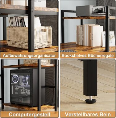 Комп'ютерний стіл Devoko 120 см з реверсивною полицею, стіл з 4-шаровим сховищем Ідеальний навчальний комп'ютерний стіл Стіл для н